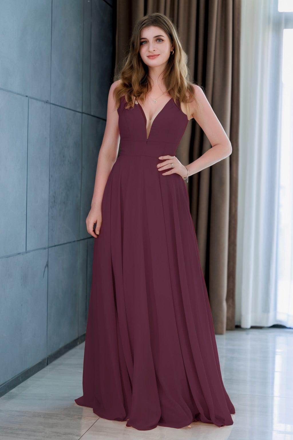 A-Line Floor Length Chiffon Bridesmaid Dress CB0716 - COCOMELODY