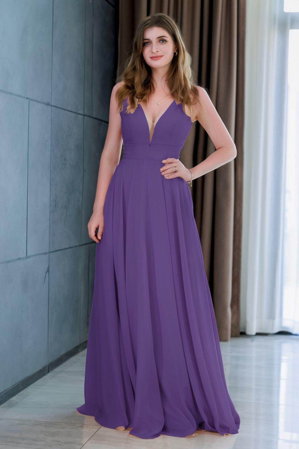 A-Line Floor Length Chiffon Bridesmaid Dress CB0716 - COCOMELODY