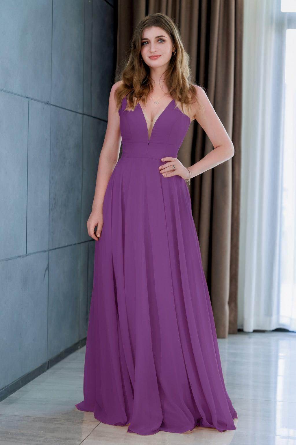 A-Line Floor Length Chiffon Bridesmaid Dress CB0716 - COCOMELODY