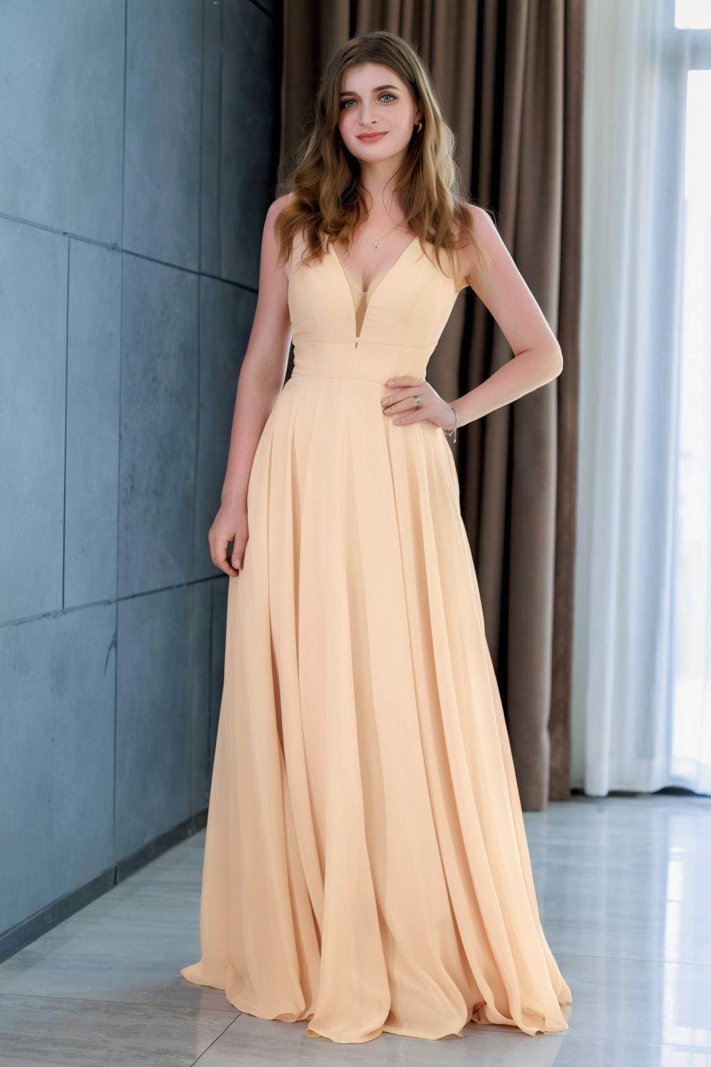 A-Line Floor Length Chiffon Bridesmaid Dress CB0716 - COCOMELODY