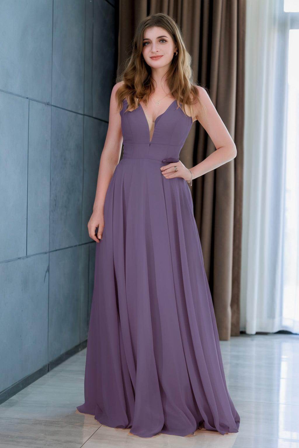 A-Line Floor Length Chiffon Bridesmaid Dress CB0716 - COCOMELODY