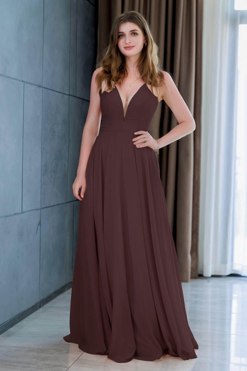 A-Line Floor Length Chiffon Bridesmaid Dress CB0716 - COCOMELODY