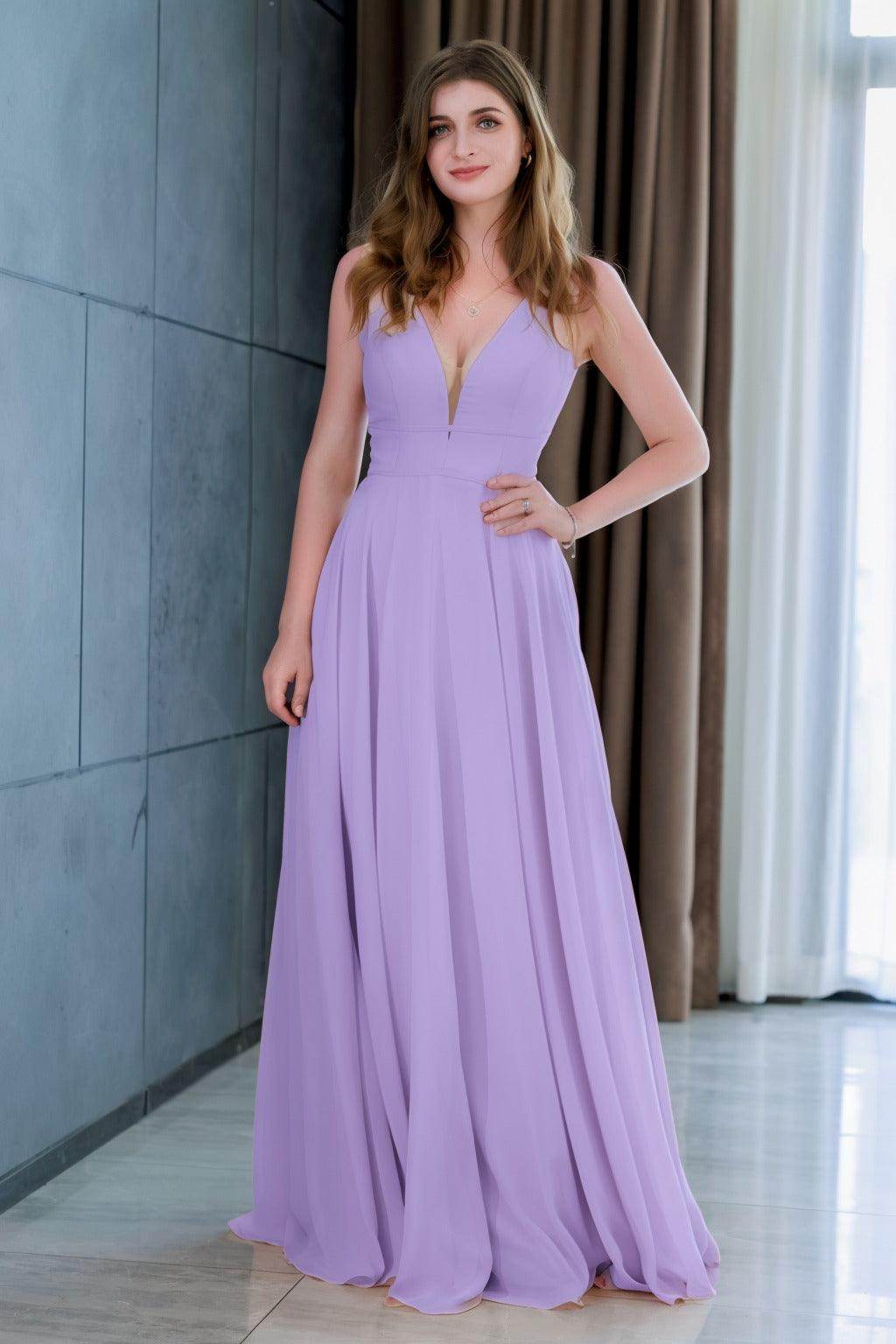 A-Line Floor Length Chiffon Bridesmaid Dress CB0716 - COCOMELODY