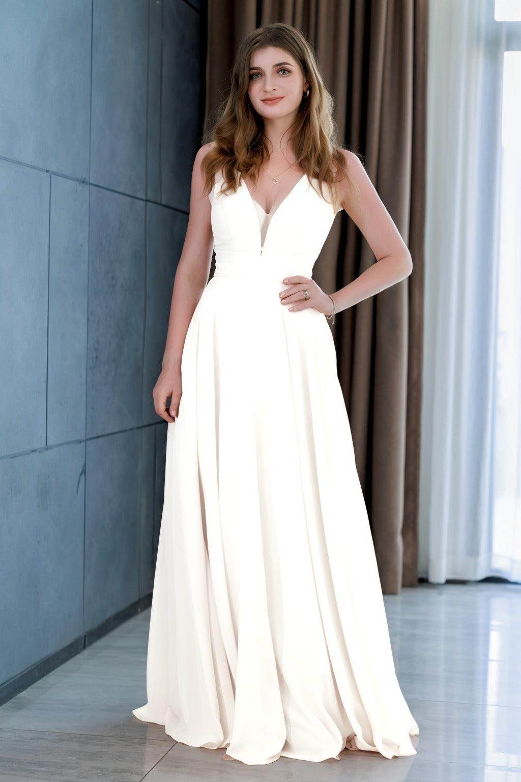 A-Line Floor Length Chiffon Bridesmaid Dress CB0716 - COCOMELODY