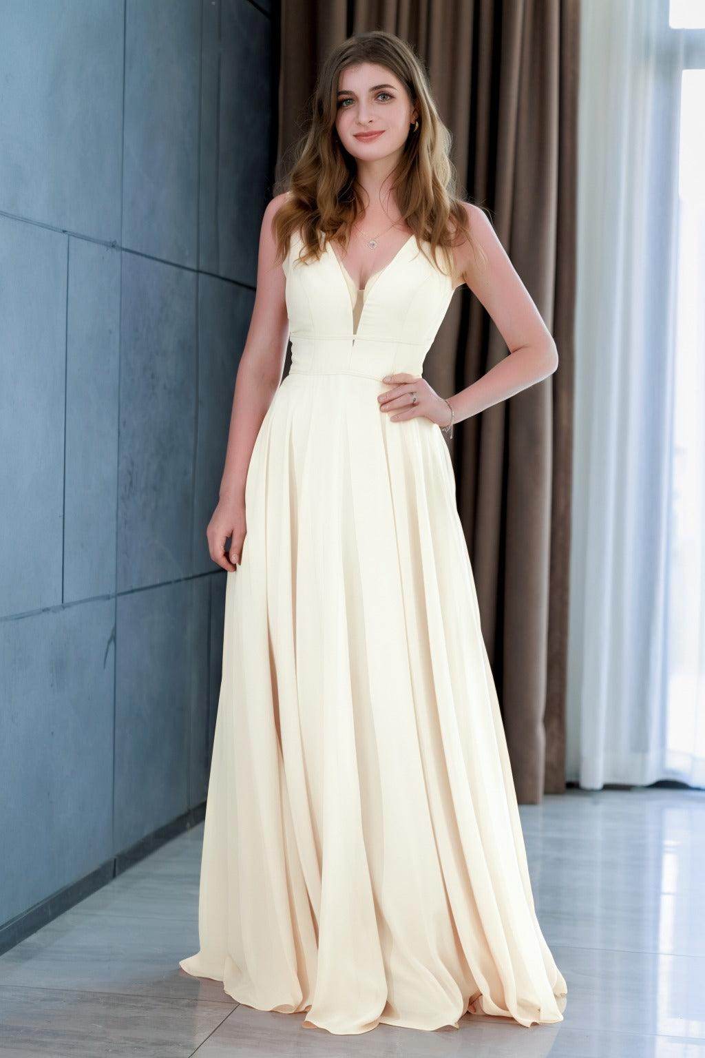 A-Line Floor Length Chiffon Bridesmaid Dress CB0716 - COCOMELODY