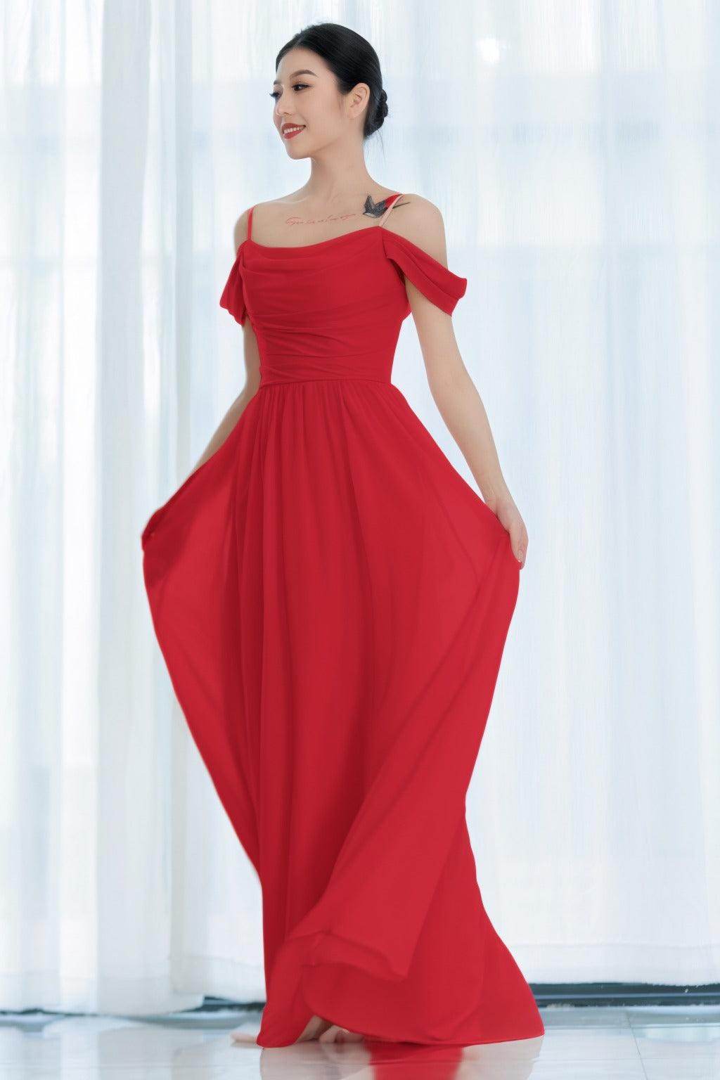 A-Line Floor Length Chiffon Bridesmaid Dress CB0717 - COCOMELODY