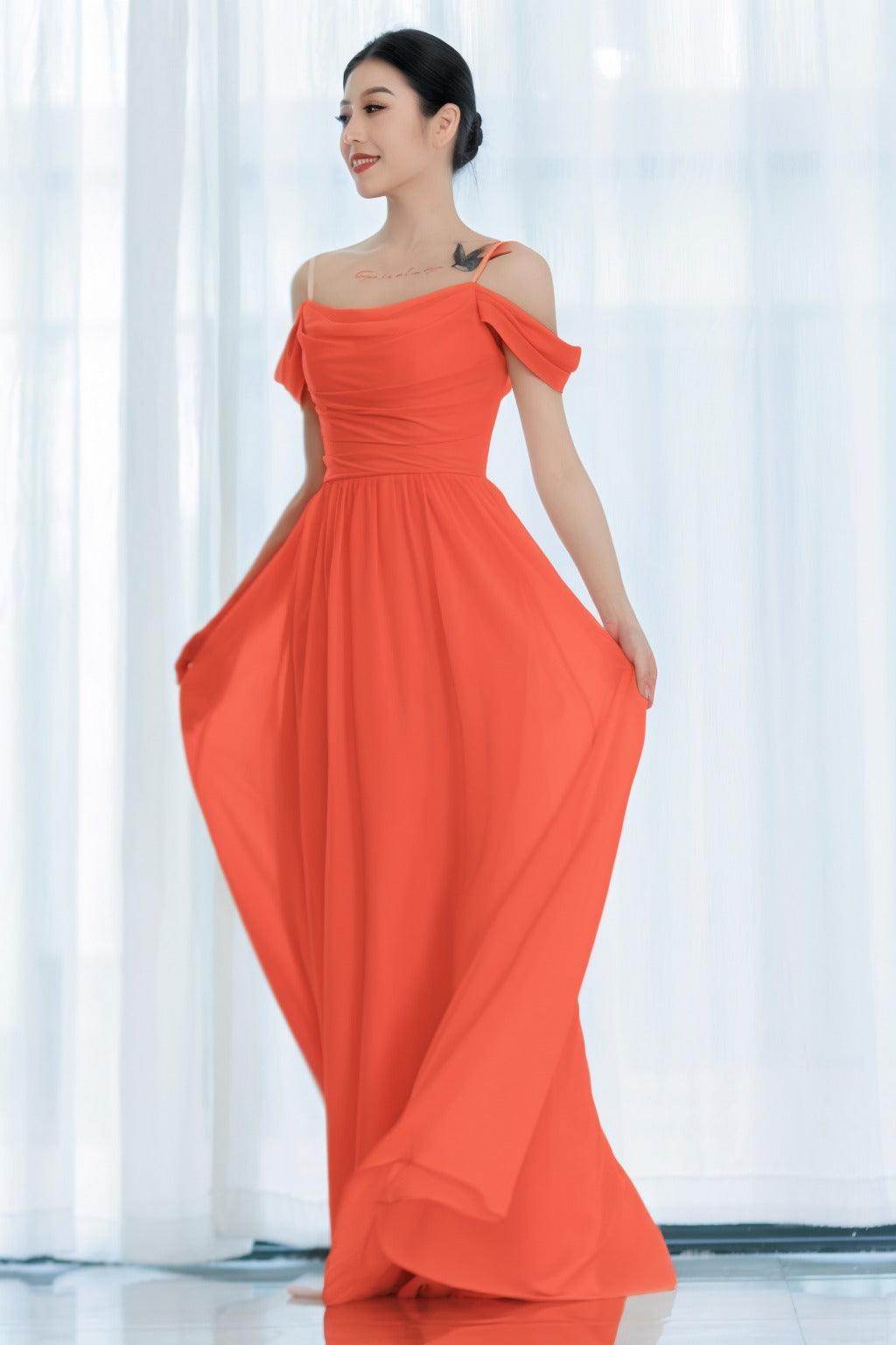 A-Line Floor Length Chiffon Bridesmaid Dress CB0717 - COCOMELODY