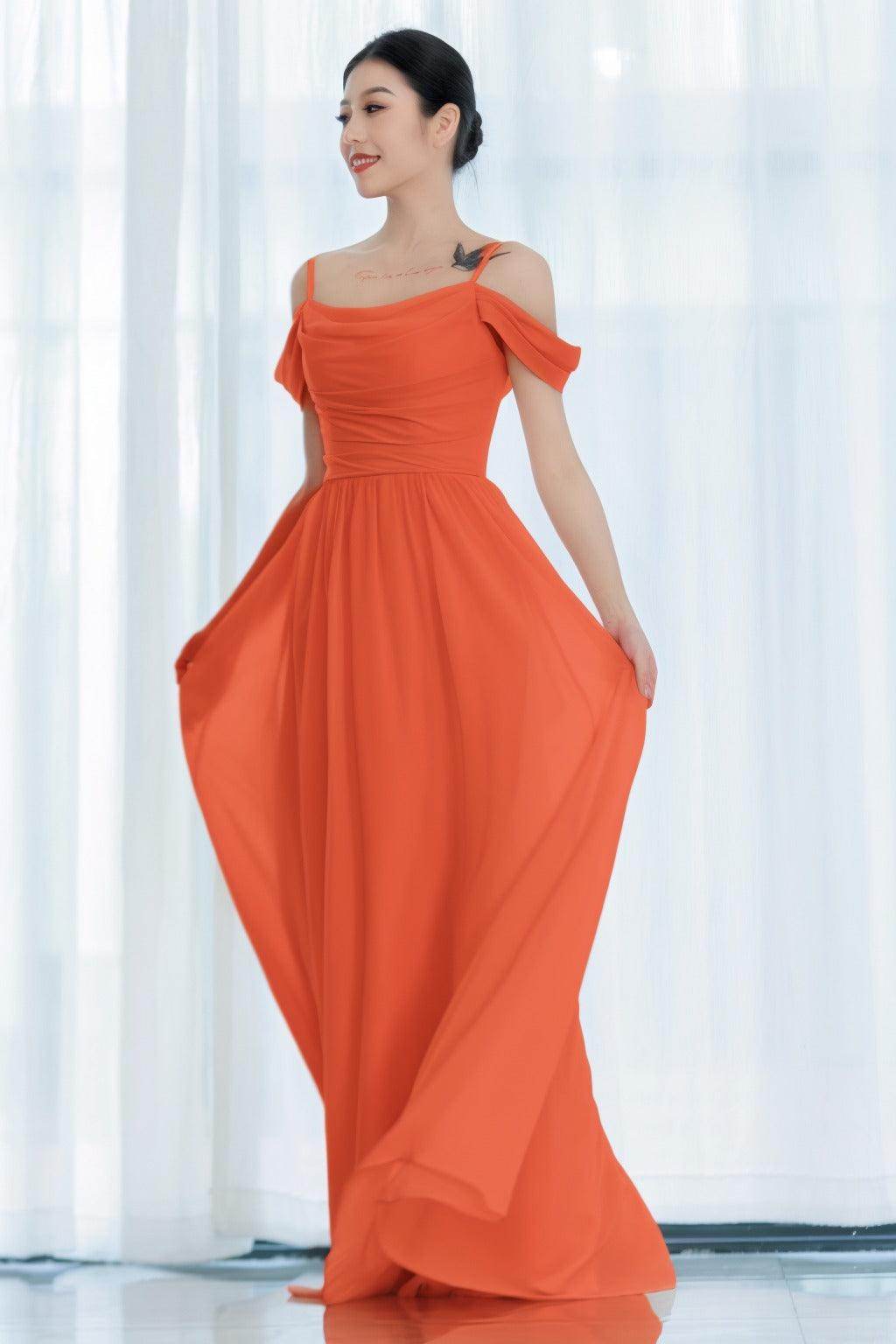 A-Line Floor Length Chiffon Bridesmaid Dress CB0717 - COCOMELODY