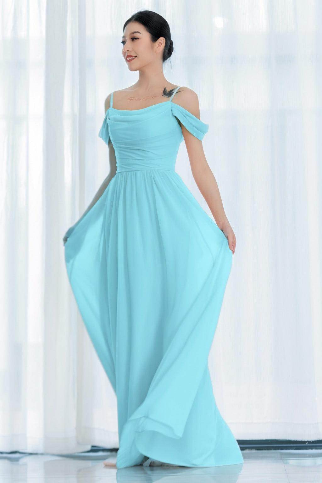 A-Line Floor Length Chiffon Bridesmaid Dress CB0717 - COCOMELODY
