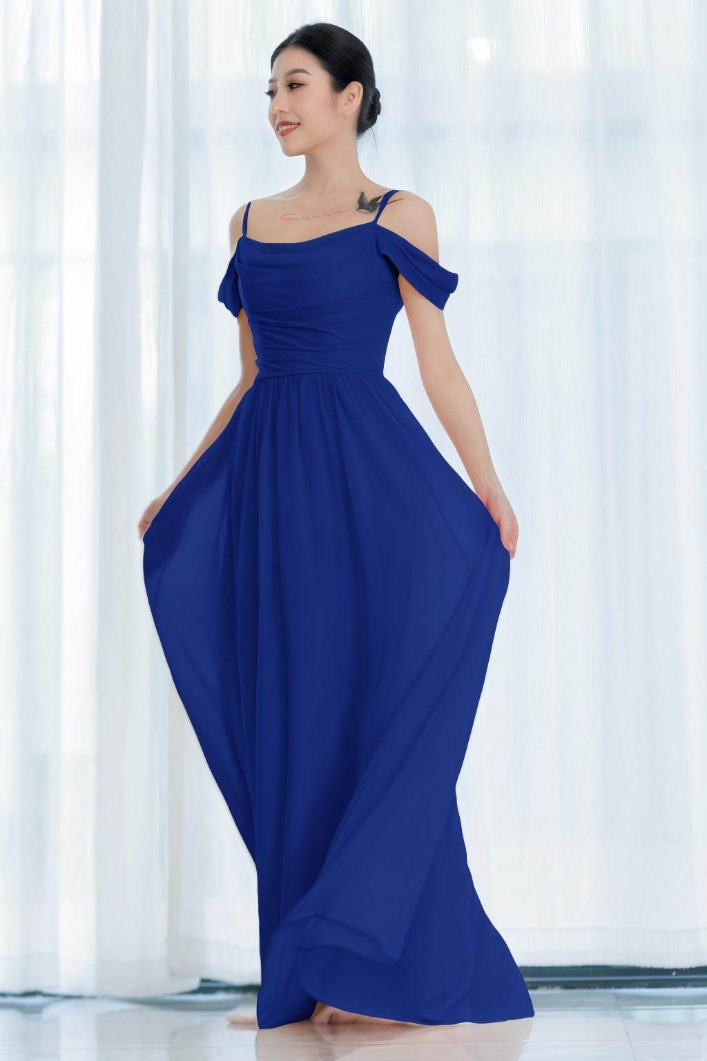 A-Line Floor Length Chiffon Bridesmaid Dress CB0717 - COCOMELODY