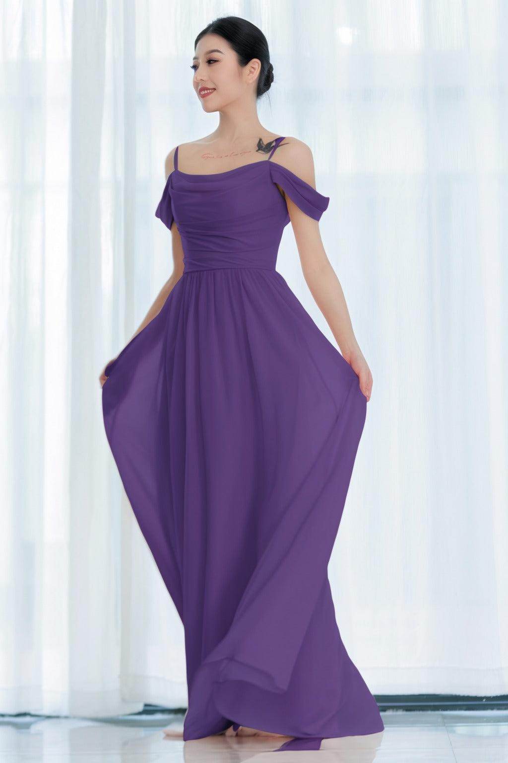 A-Line Floor Length Chiffon Bridesmaid Dress CB0717 - COCOMELODY