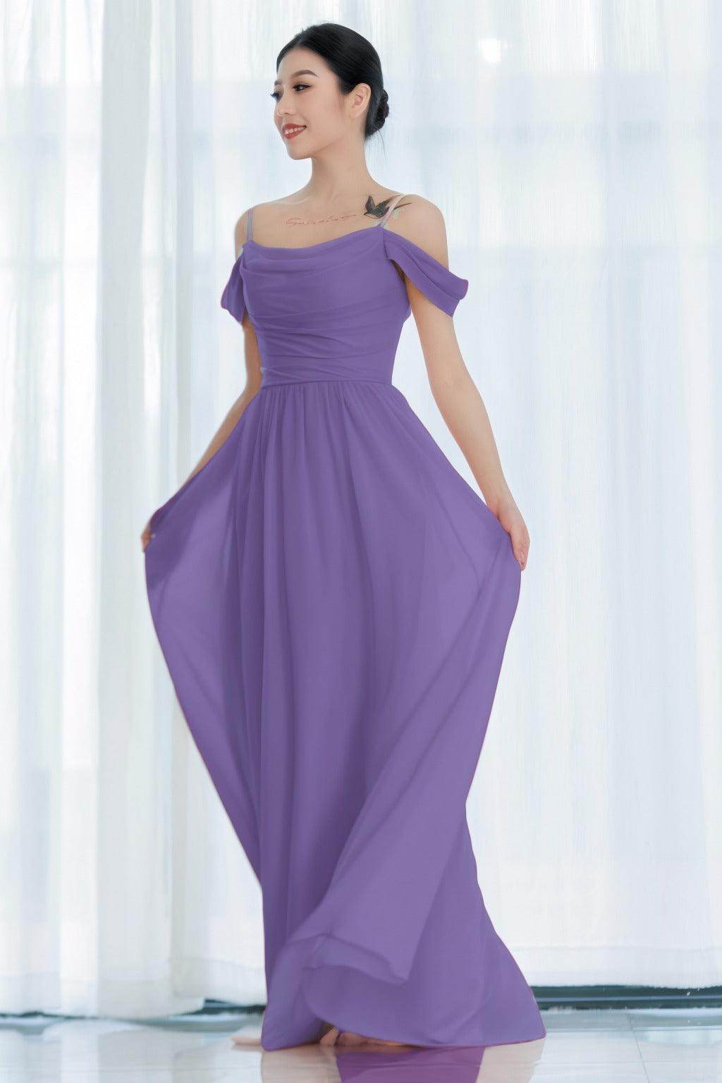 A-Line Floor Length Chiffon Bridesmaid Dress CB0717 - COCOMELODY