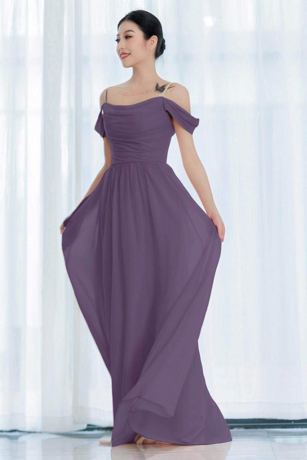 A-Line Floor Length Chiffon Bridesmaid Dress CB0717 - COCOMELODY