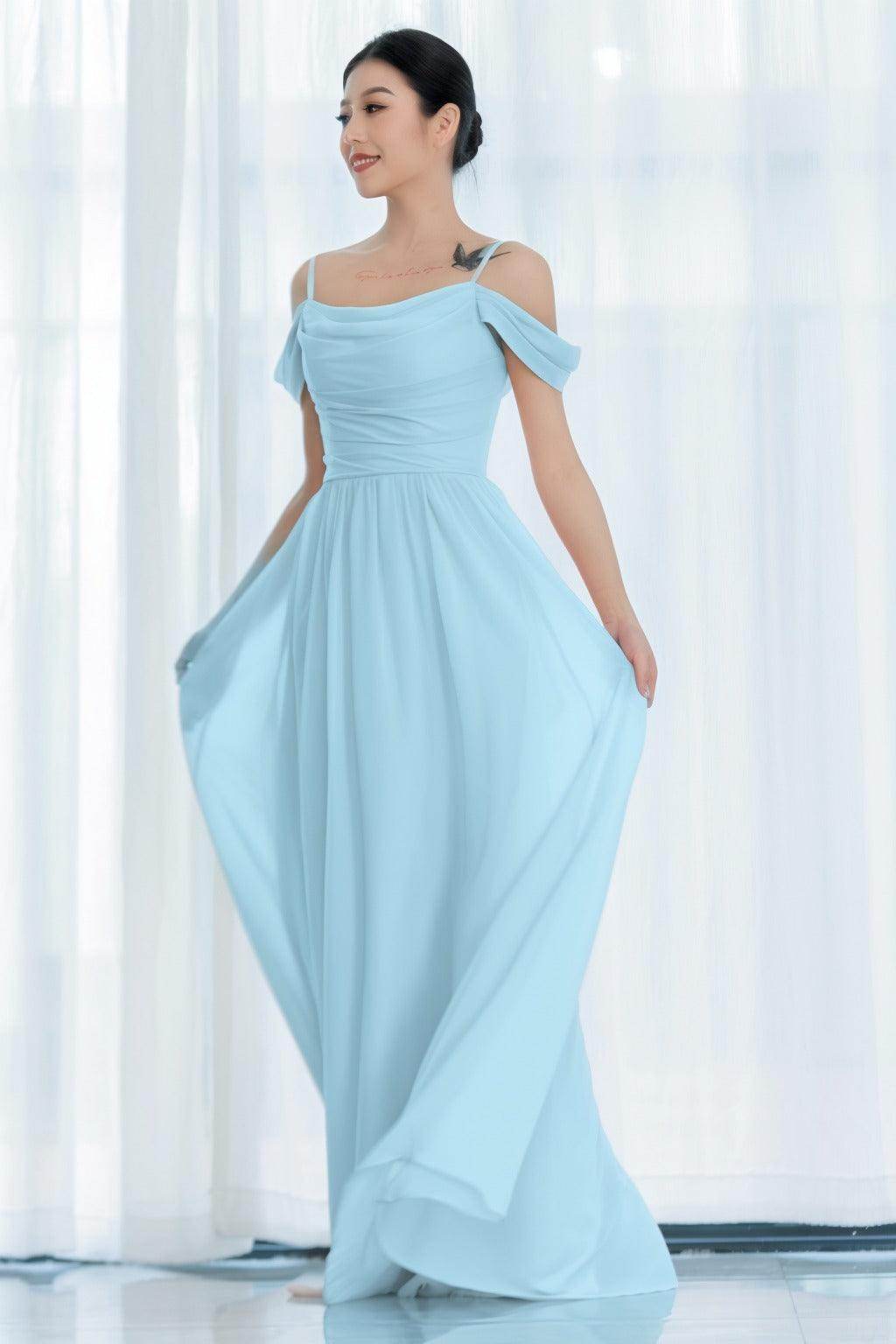 A-Line Floor Length Chiffon Bridesmaid Dress CB0717 - COCOMELODY