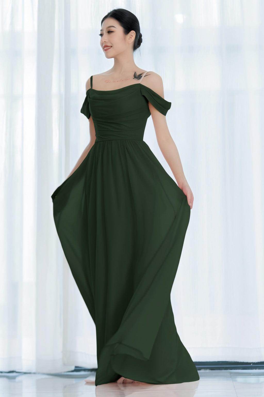 A-Line Floor Length Chiffon Bridesmaid Dress CB0717 - COCOMELODY