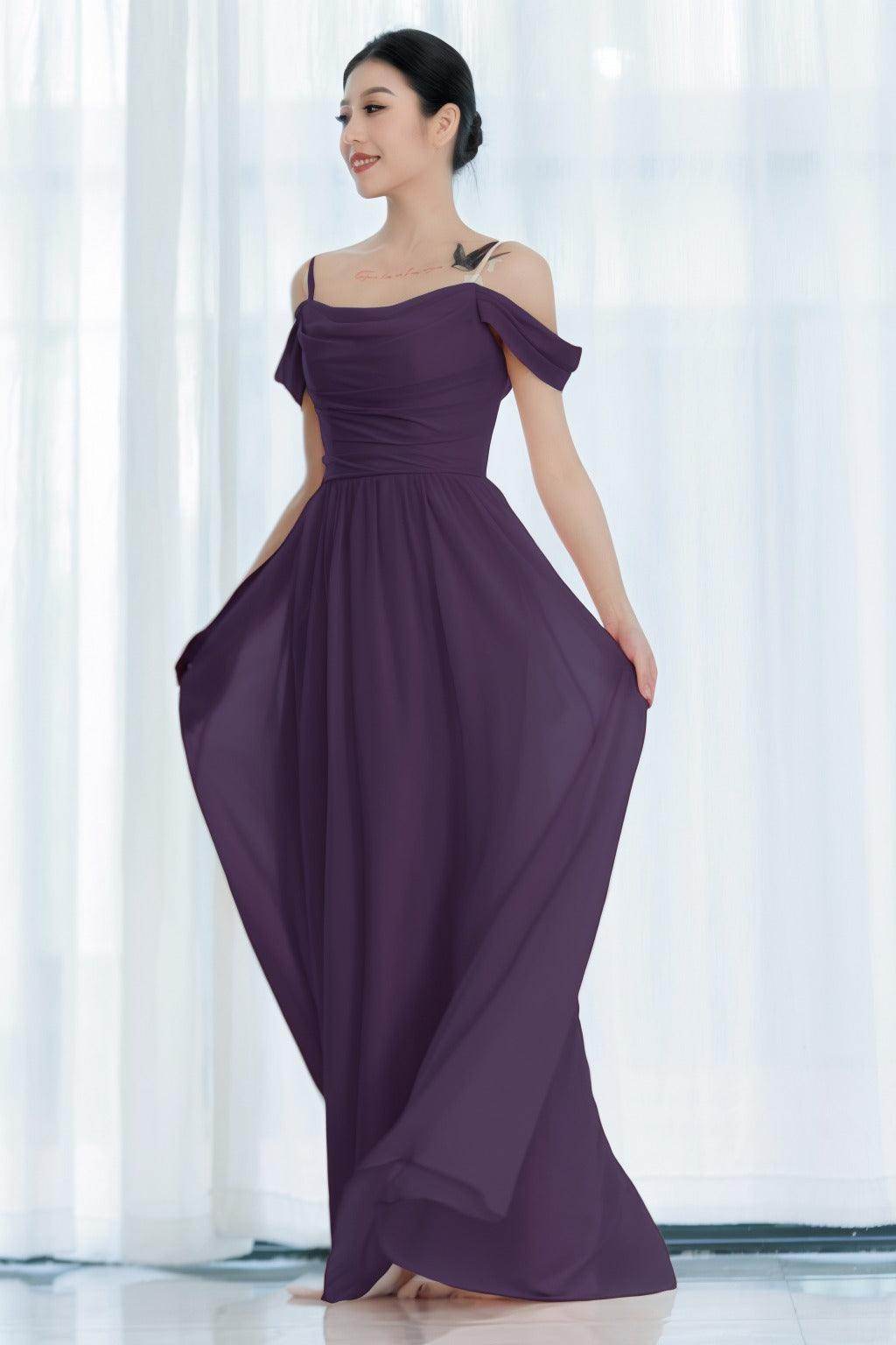 A-Line Floor Length Chiffon Bridesmaid Dress CB0717 - COCOMELODY