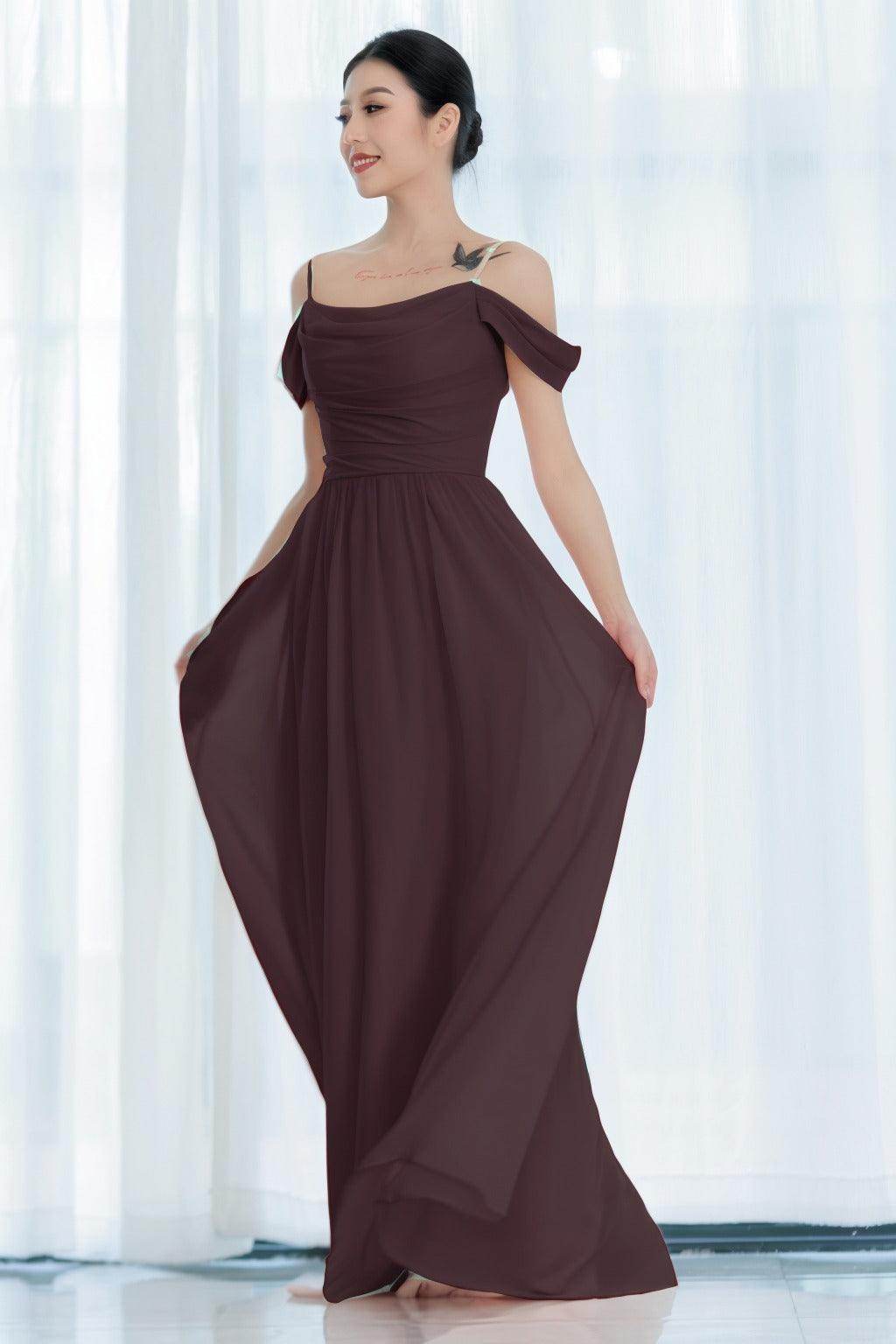 A-Line Floor Length Chiffon Bridesmaid Dress CB0717 - COCOMELODY