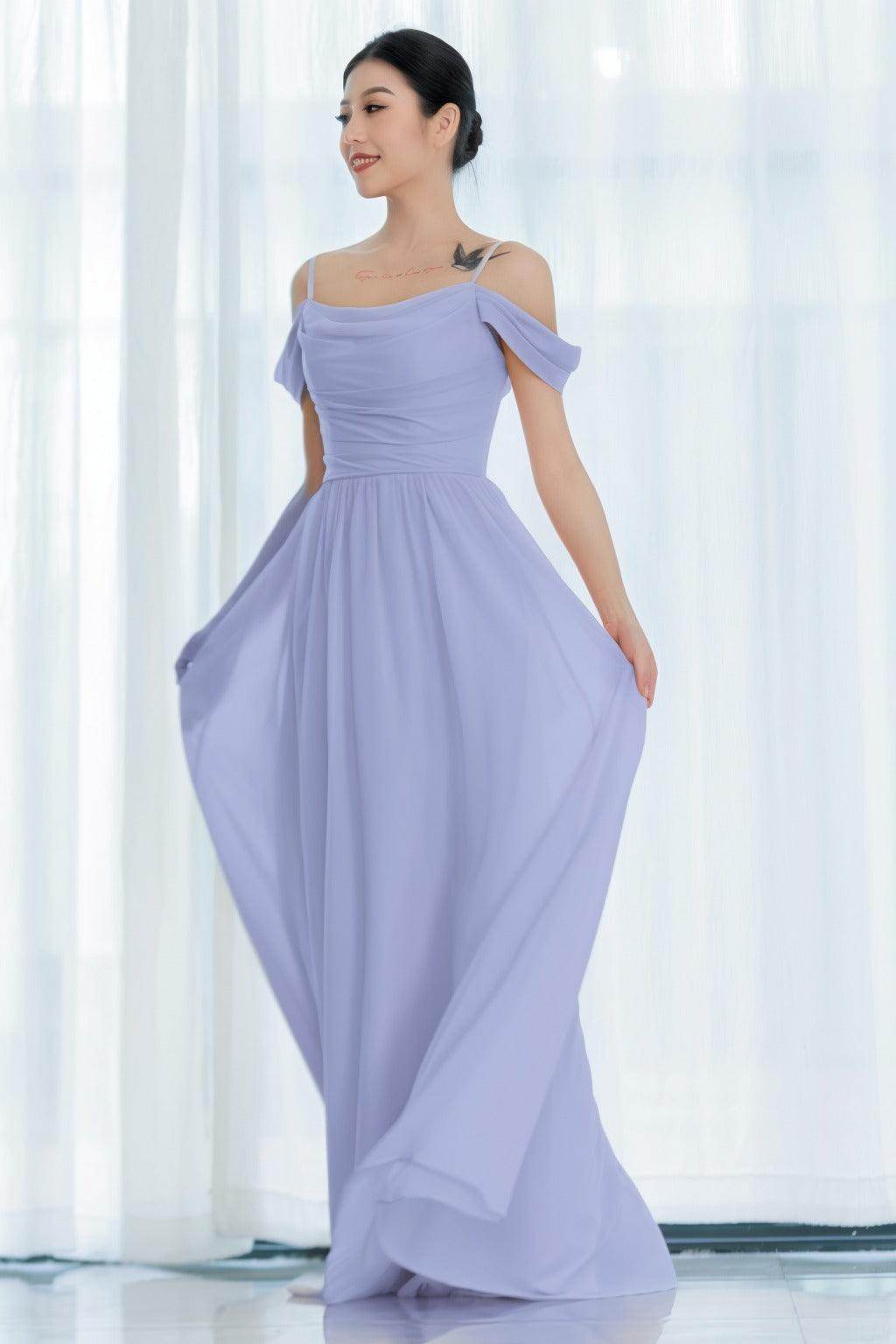 A-Line Floor Length Chiffon Bridesmaid Dress CB0717 - COCOMELODY