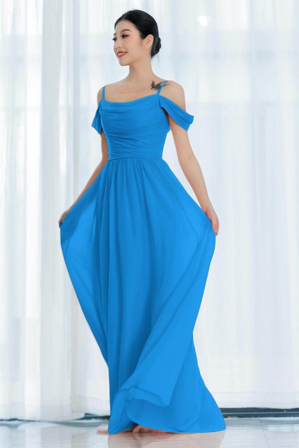 A-Line Floor Length Chiffon Bridesmaid Dress CB0717 - COCOMELODY