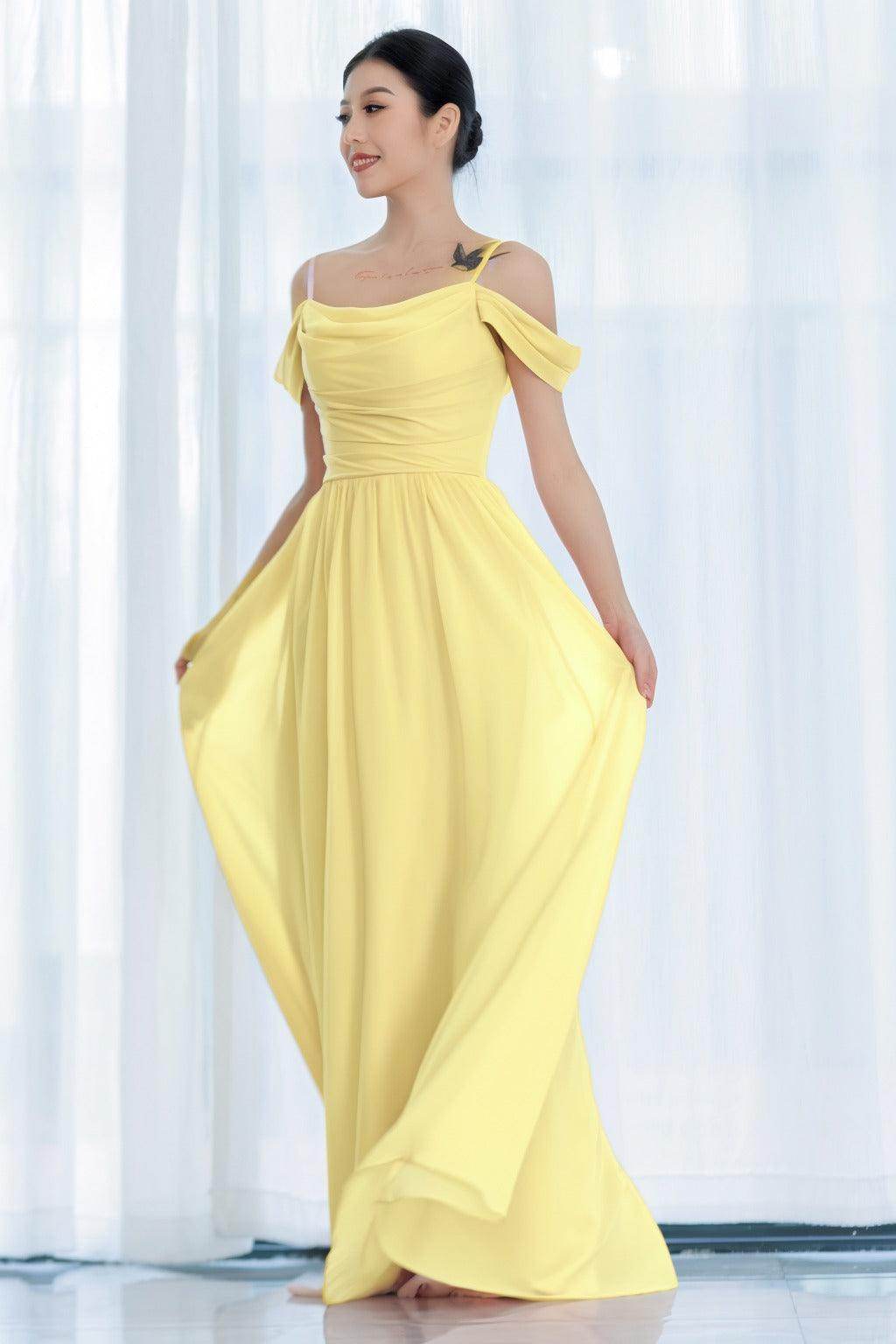 A-Line Floor Length Chiffon Bridesmaid Dress CB0717 - COCOMELODY