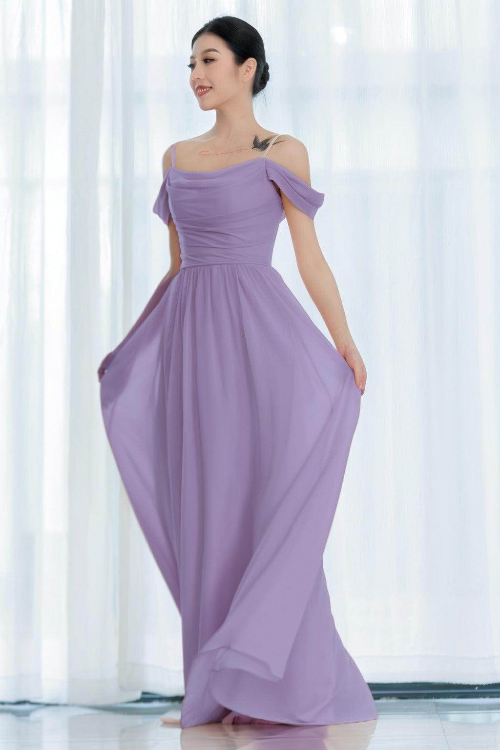 A-Line Floor Length Chiffon Bridesmaid Dress CB0717 - COCOMELODY