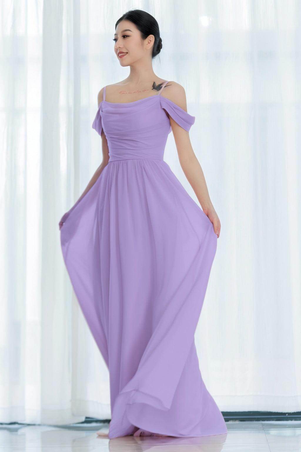 A-Line Floor Length Chiffon Bridesmaid Dress CB0717 - COCOMELODY