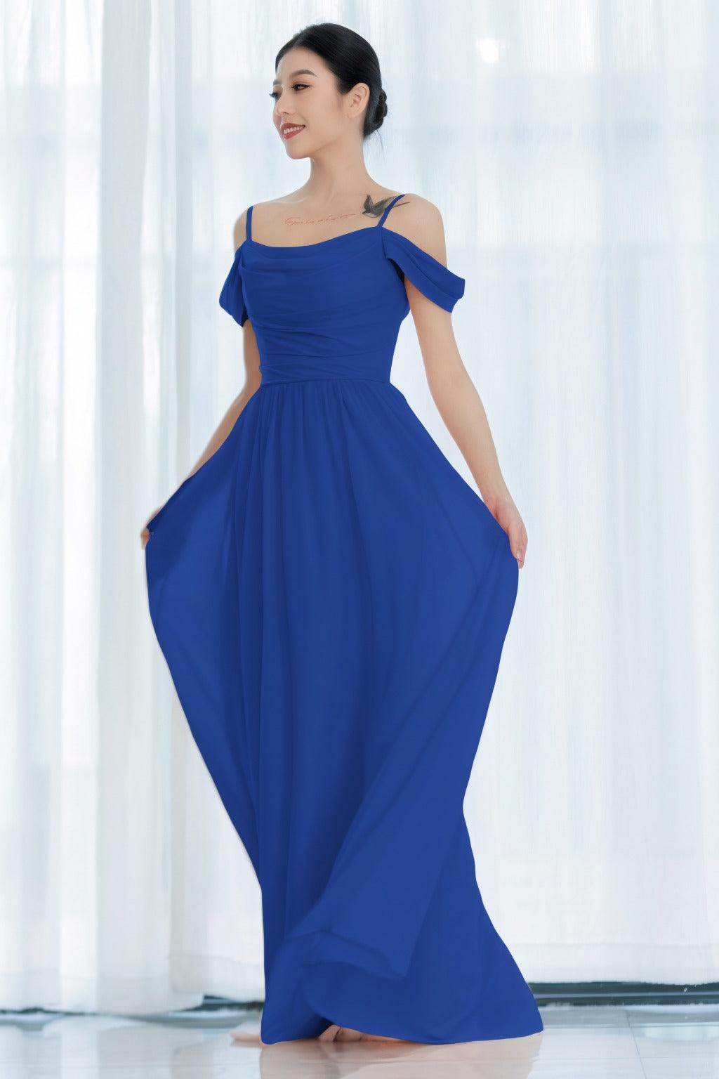 A-Line Floor Length Chiffon Bridesmaid Dress CB0717 - COCOMELODY