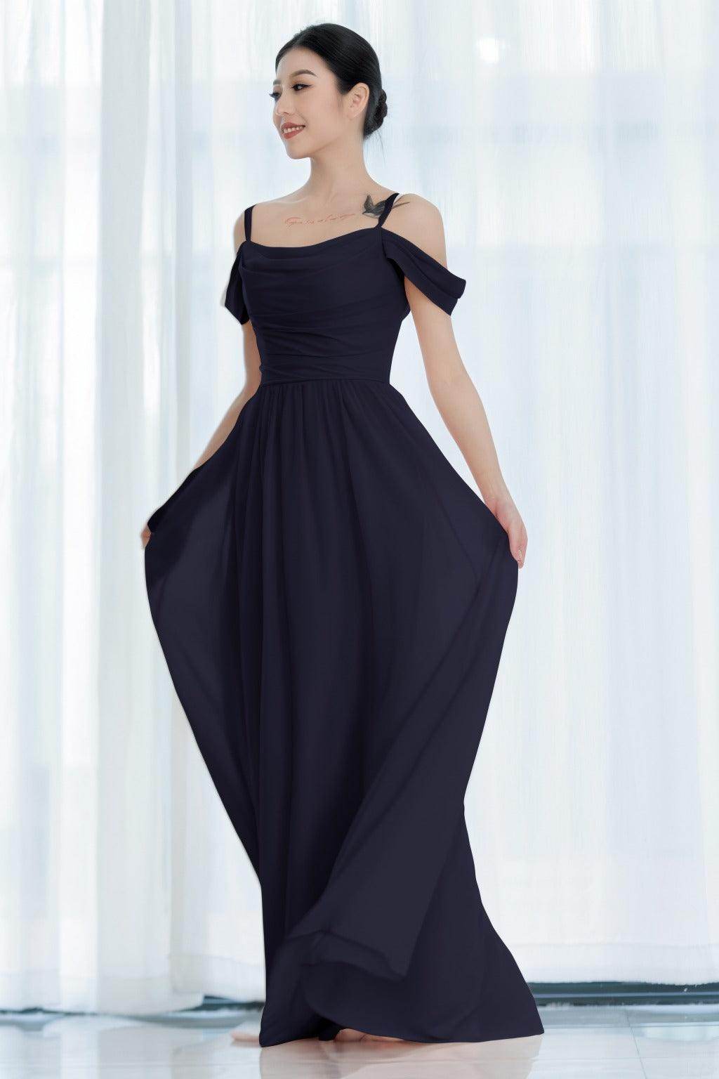 A-Line Floor Length Chiffon Bridesmaid Dress CB0717 - COCOMELODY