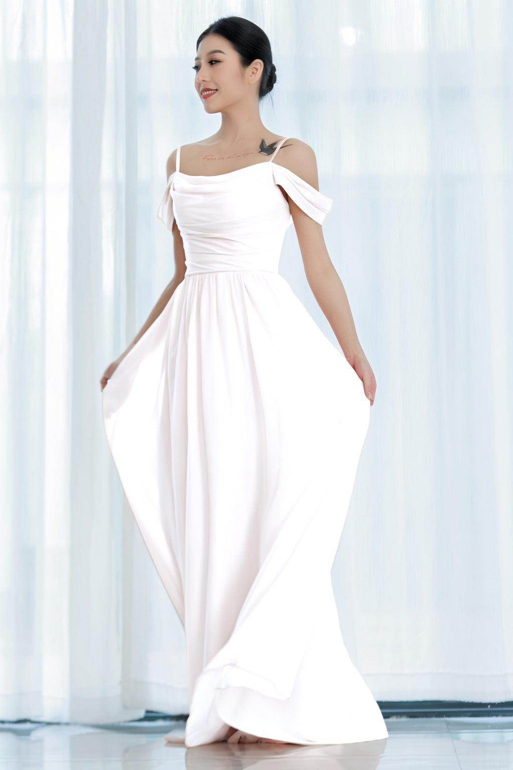 A-Line Floor Length Chiffon Bridesmaid Dress CB0717 - COCOMELODY