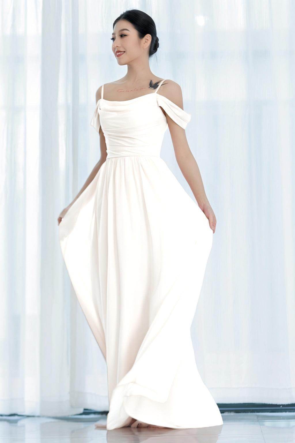 A-Line Floor Length Chiffon Bridesmaid Dress CB0717 - COCOMELODY