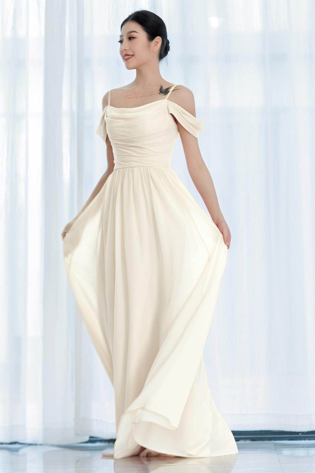 A-Line Floor Length Chiffon Bridesmaid Dress CB0717 - COCOMELODY