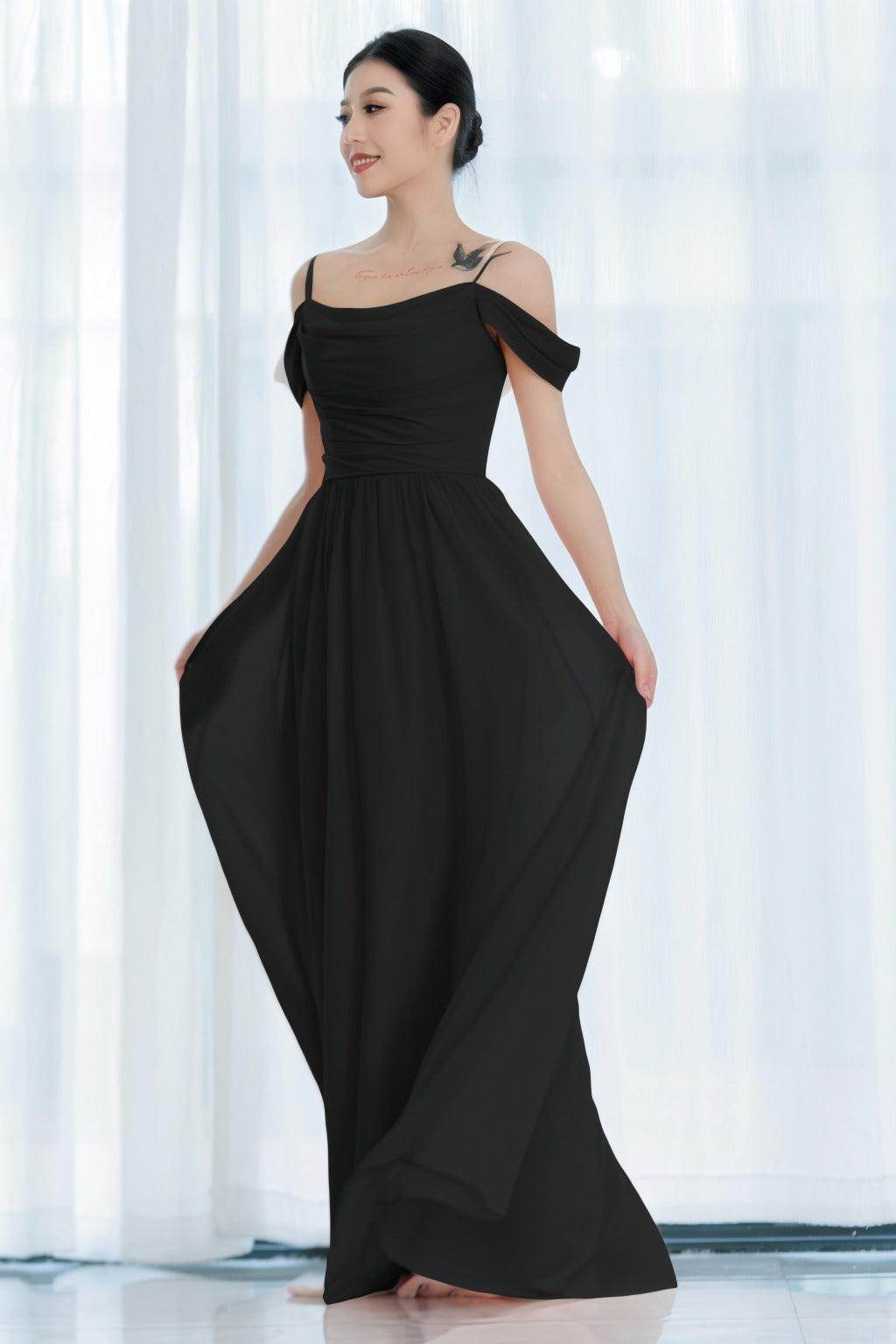 A-Line Floor Length Chiffon Bridesmaid Dress CB0717 - COCOMELODY