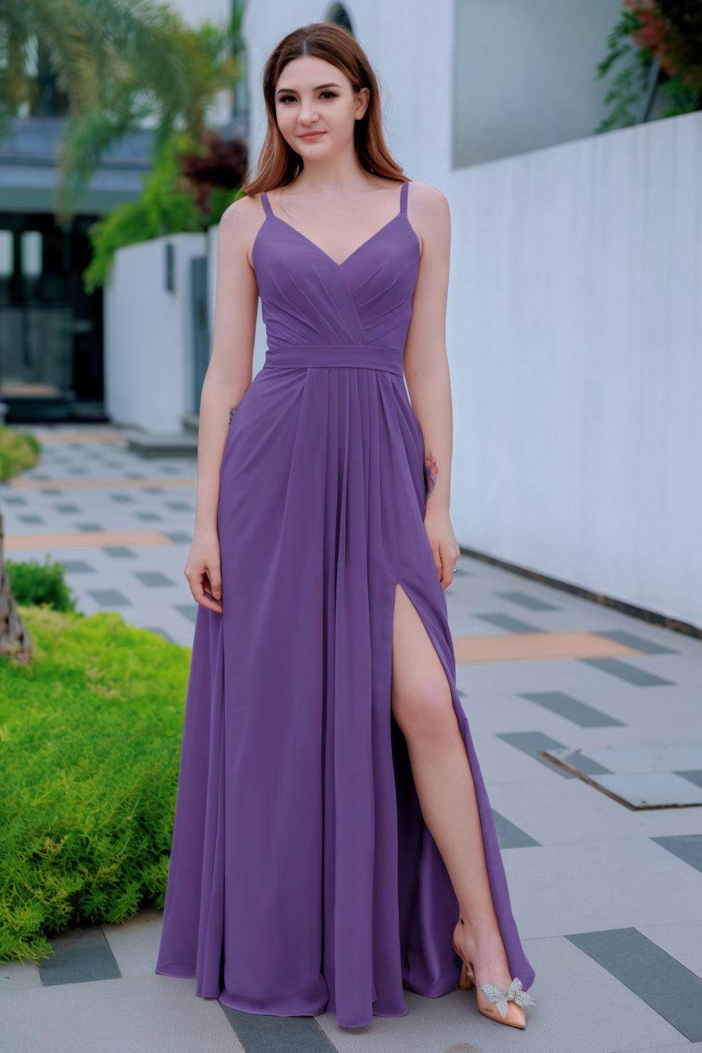 A-Line Floor Length Chiffon Bridesmaid Dress CB0718 - COCOMELODY