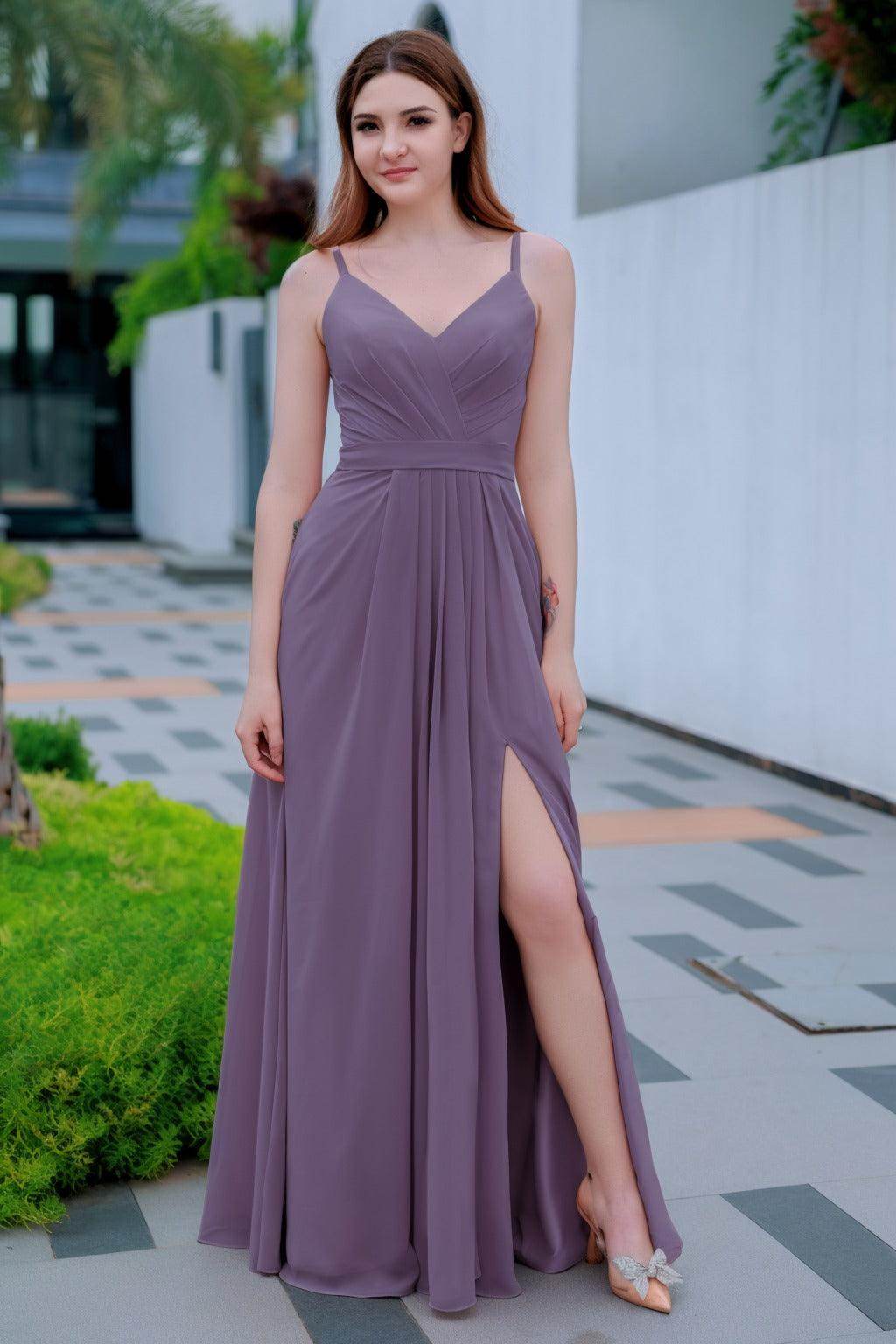 A-Line Floor Length Chiffon Bridesmaid Dress CB0718 - COCOMELODY
