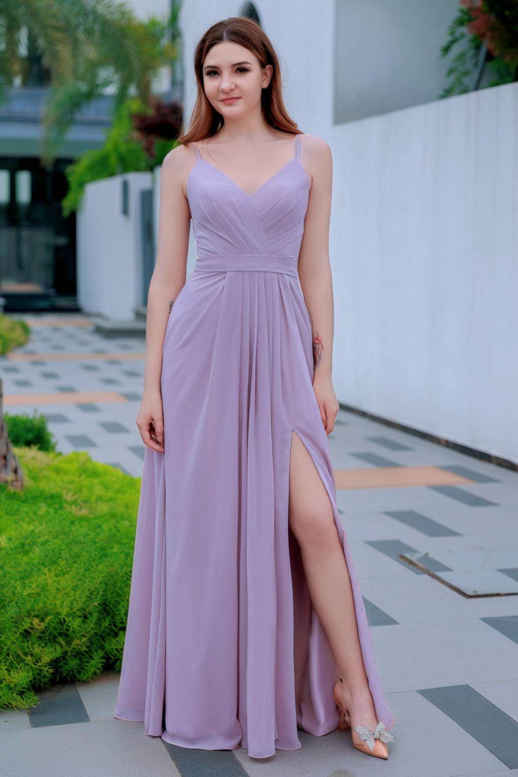 A-Line Floor Length Chiffon Bridesmaid Dress CB0718 - COCOMELODY