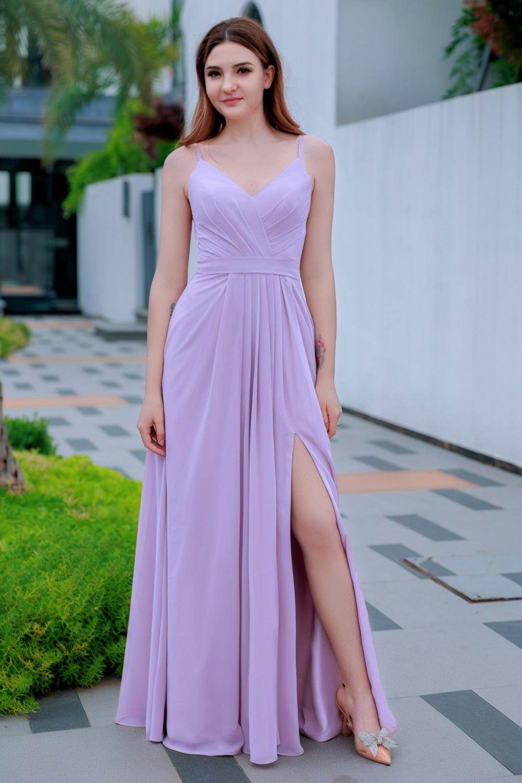 A-Line Floor Length Chiffon Bridesmaid Dress CB0718 - COCOMELODY
