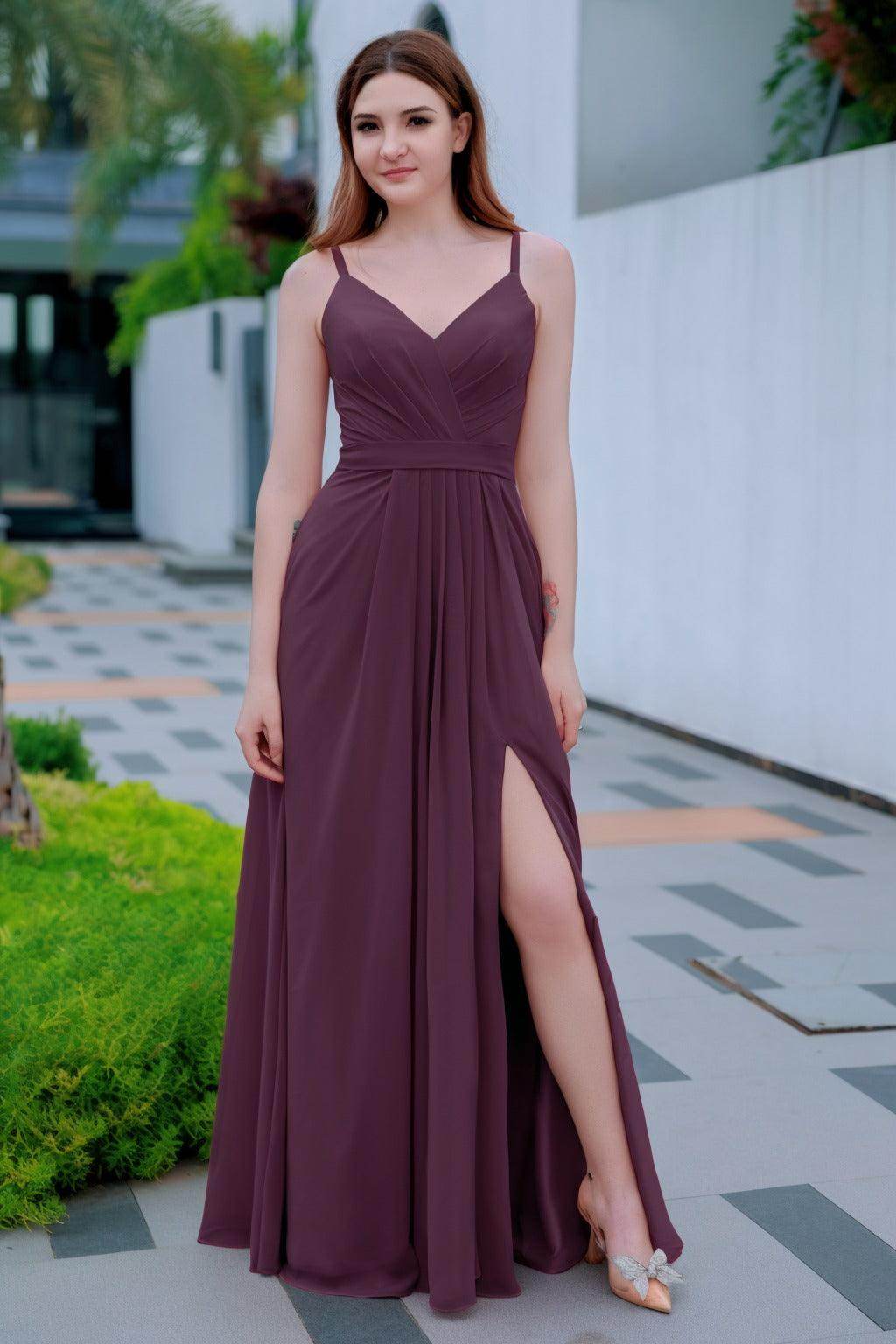 A-Line Floor Length Chiffon Bridesmaid Dress CB0718 - COCOMELODY