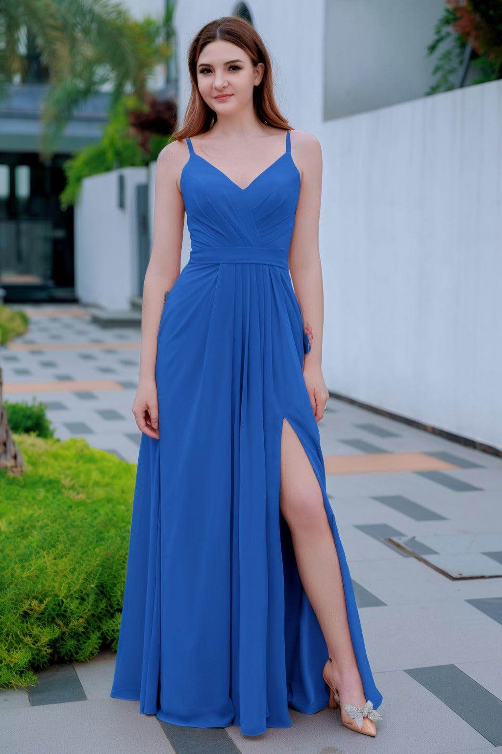 A-Line Floor Length Chiffon Bridesmaid Dress CB0718 - COCOMELODY