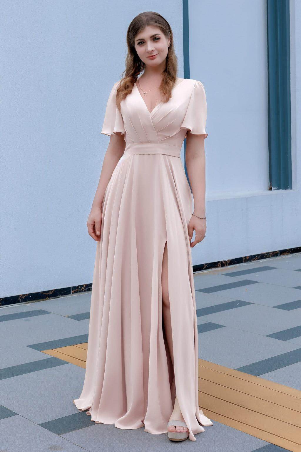 A-Line Floor Length Chiffon Bridesmaid Dress CB0719 - COCOMELODY