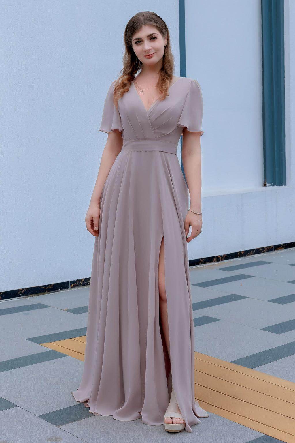 A-Line Floor Length Chiffon Bridesmaid Dress CB0719 - COCOMELODY