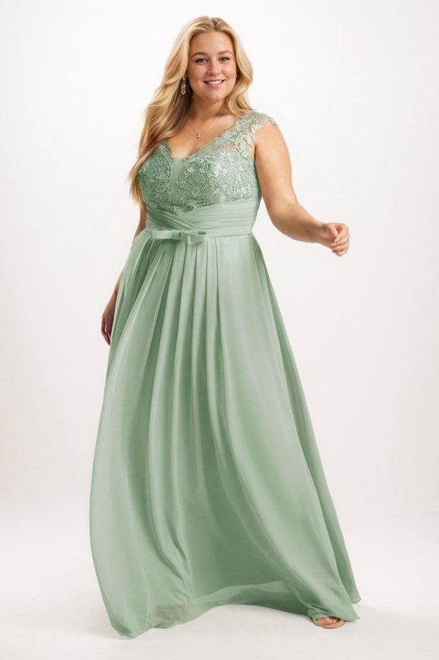 Flattering A-Line Maxi Chiffon Sage Green Plus Size Bridesmaid Elegance COCOMELODY CB0732, Lake Blue Flattering A-Line Maxi Chiffon Sage Green Plus Size Bridesmaid Elegance COCOMELODY CB0732, Lake Blue