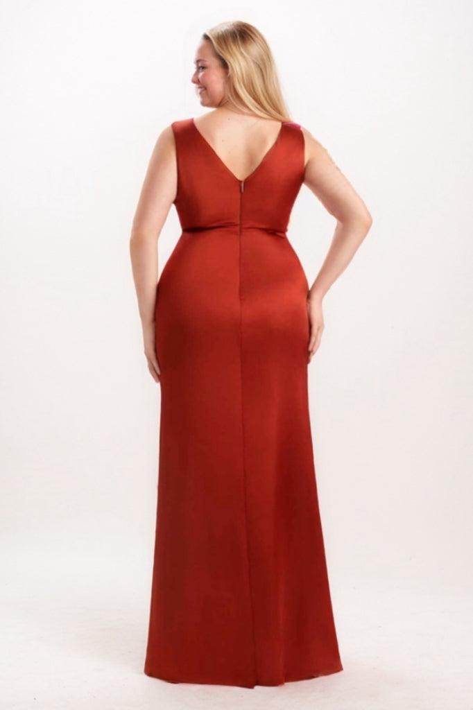 Sheath-Column Maxi Satin Bridesmaid Dress CB0733 - COCOMELODY