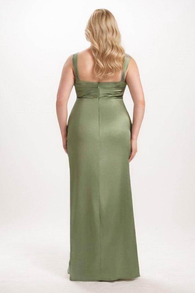 Sheath-Column Maxi Satin Bridesmaid Dress CB0734 - COCOMELODY