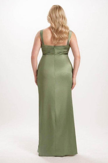 Sheath-Column Maxi Satin Bridesmaid Dress CB0734 - COCOMELODY