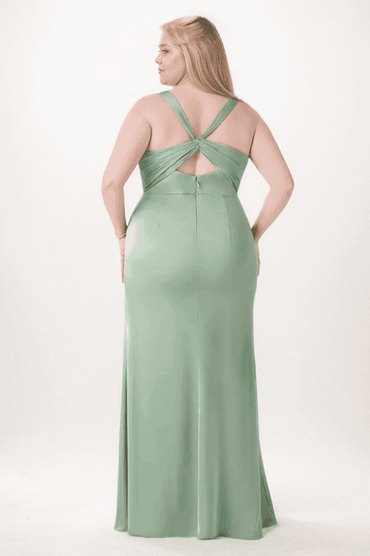 Sheath-Column Maxi Elastic Silk like Satin Bridesmaid Dress CB0735 - COCOMELODY