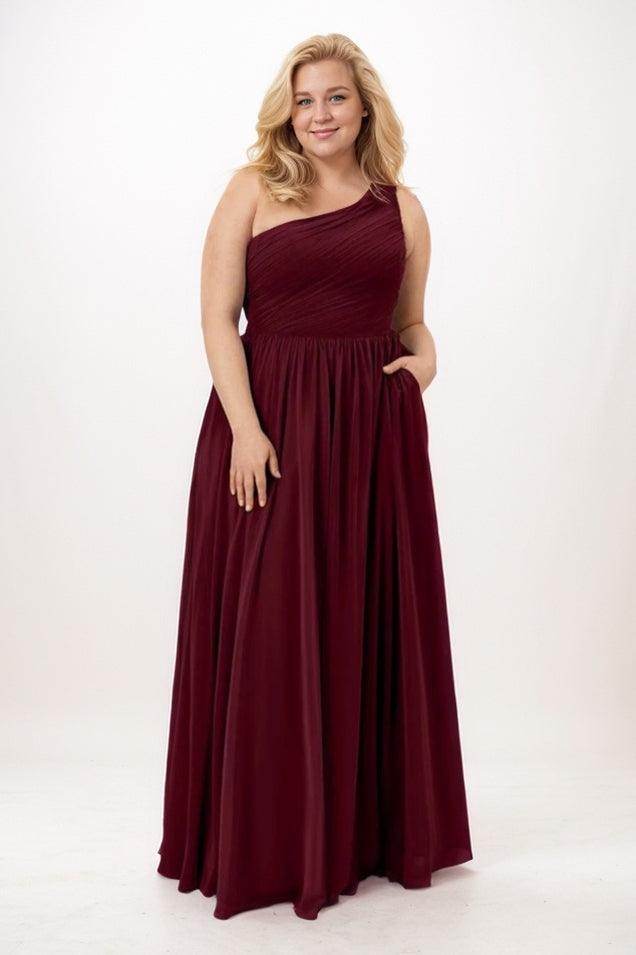 Flattering A-Line Maxi Chiffon Bridesmaid Dresses Plus Size COCOMELODY CB0748, Grape Flattering A-Line Maxi Chiffon Bridesmaid Dresses Plus Size COCOMELODY CB0748, Grape