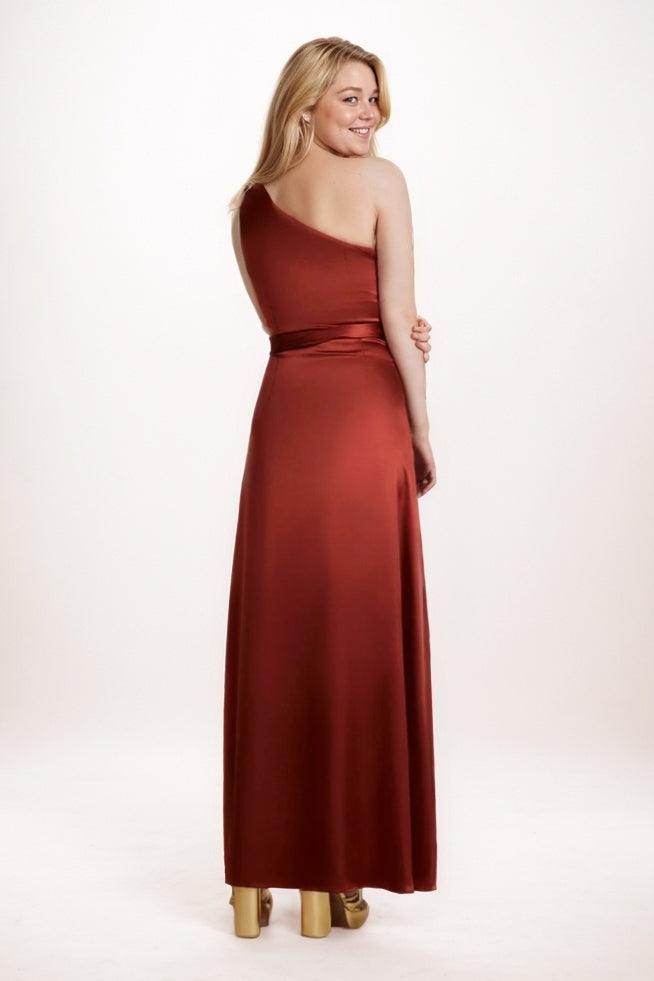 A-Line Maxi Luxe Satin Bridesmaid Dress CB0753 - COCOMELODY