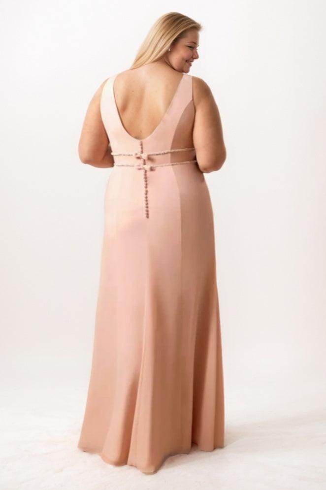 Sheath-Column Maxi Chiffon Bridesmaid Dress CB0760 - COCOMELODY