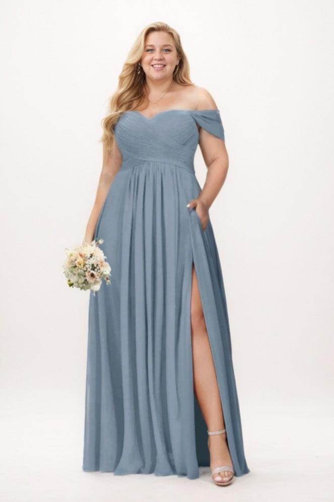 A-Line Maxi Chiffon Bridesmaid Dress CB0776 - COCOMELODY