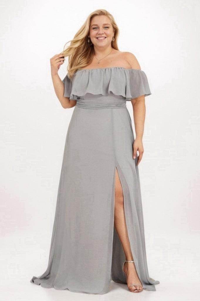 Elegant A-Line Maxi Chiffon Plus Size Bridesmaid Dress For A Flawless Fit COCOMELODY CB0777, Princess Blue Elegant A-Line Maxi Chiffon Plus Size Bridesmaid Dress For A Flawless Fit COCOMELODY CB0777, Princess Blue